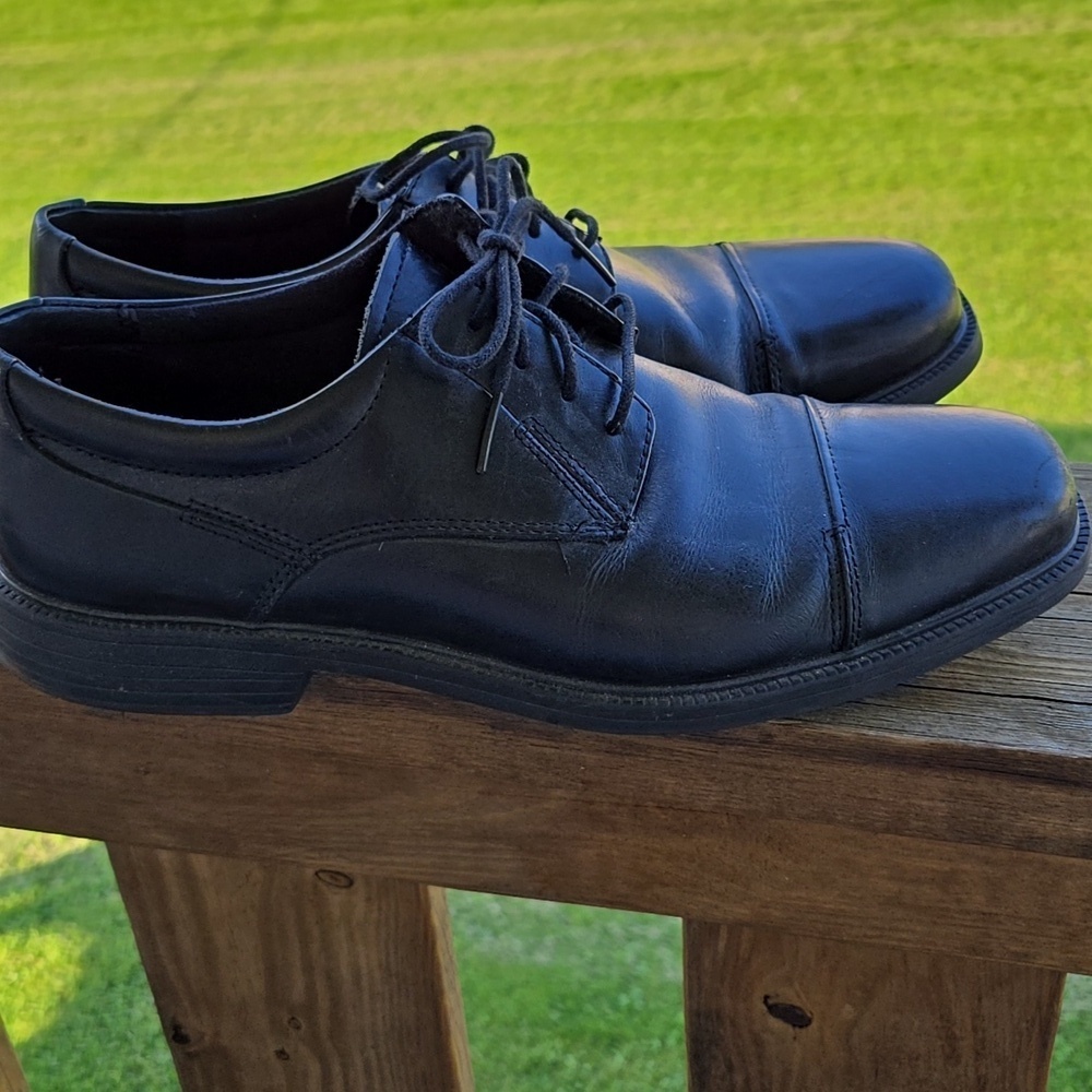 Bostonian Black Leather Oxford Shoes FLEXLITE WITH SHOCK ABSORBING INSOLE 10 MEN - Picture 4 of 10